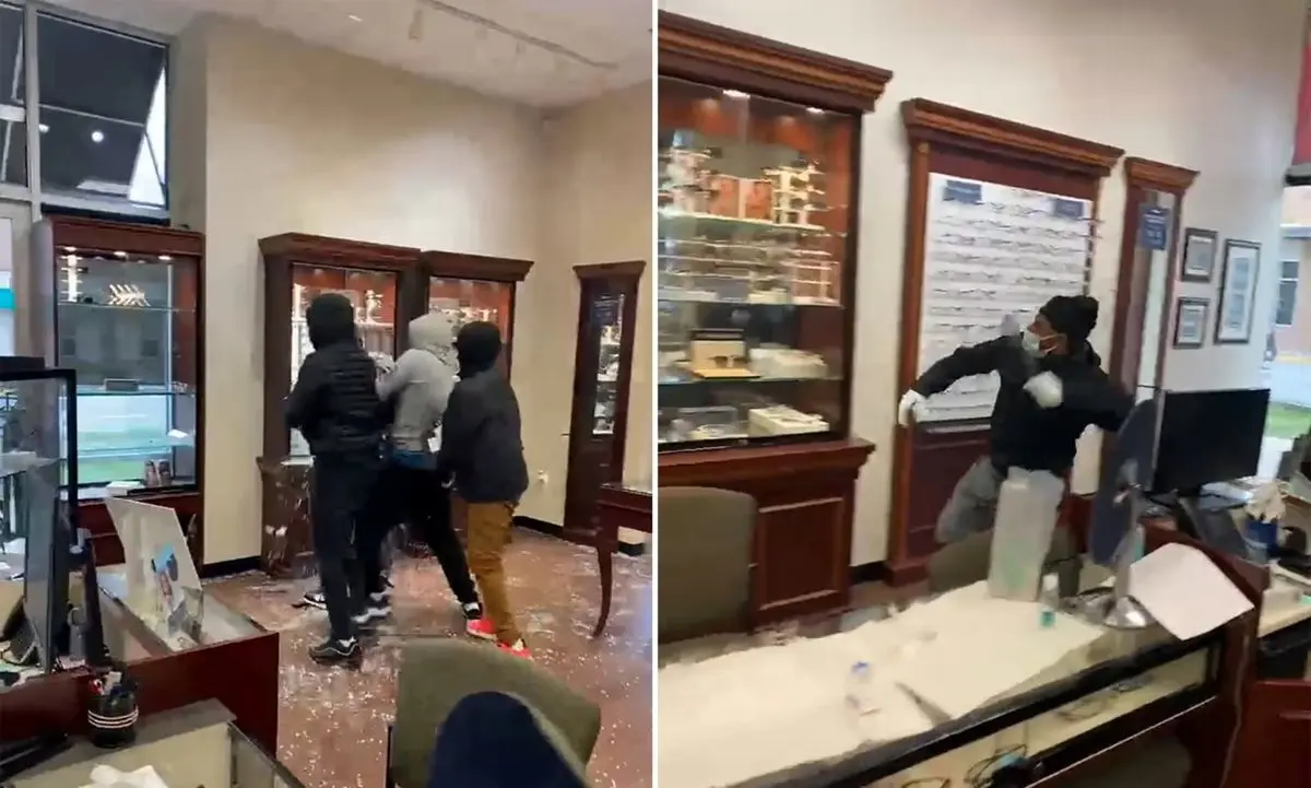 (ویدئو) سارقان به یک فروشگاه عینک دستبرد زدند