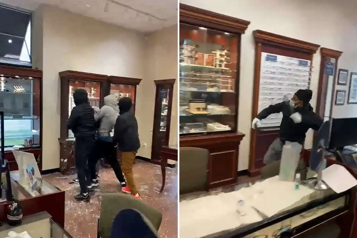 (ویدئو) سارقان به یک فروشگاه عینک دستبرد زدند