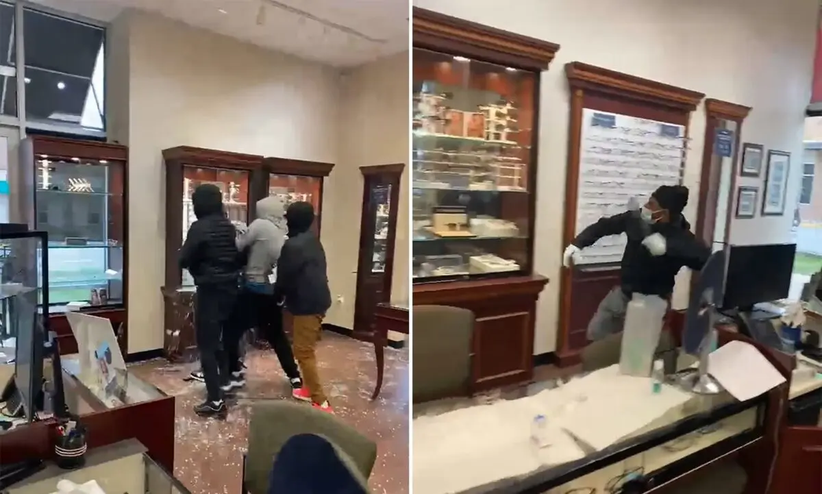 (ویدئو) سارقان به یک فروشگاه عینک دستبرد زدند