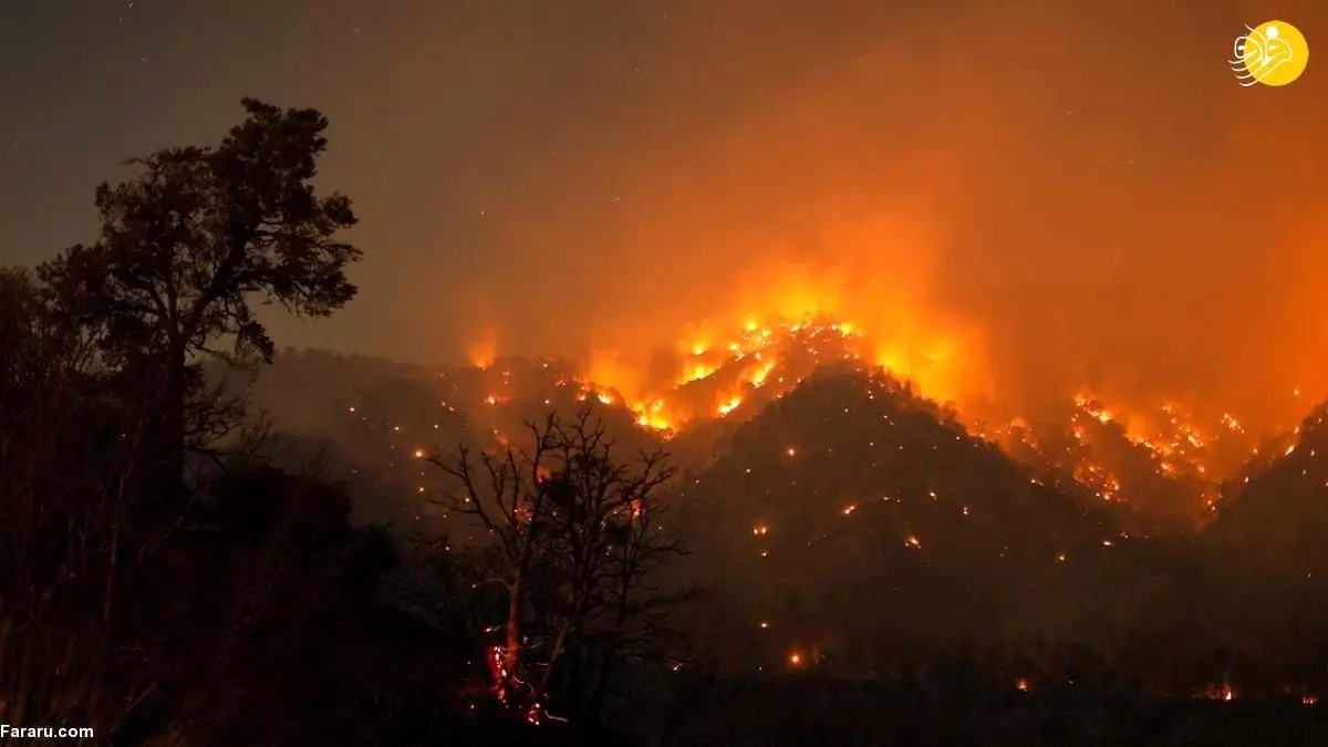 (تصاویر) پیشروی و تشدید حریق جنگلی در جنوب کالیفرنیا