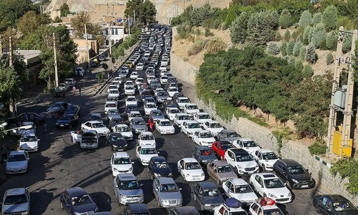 ترافیک سنگین در جاده کرج - چالوس