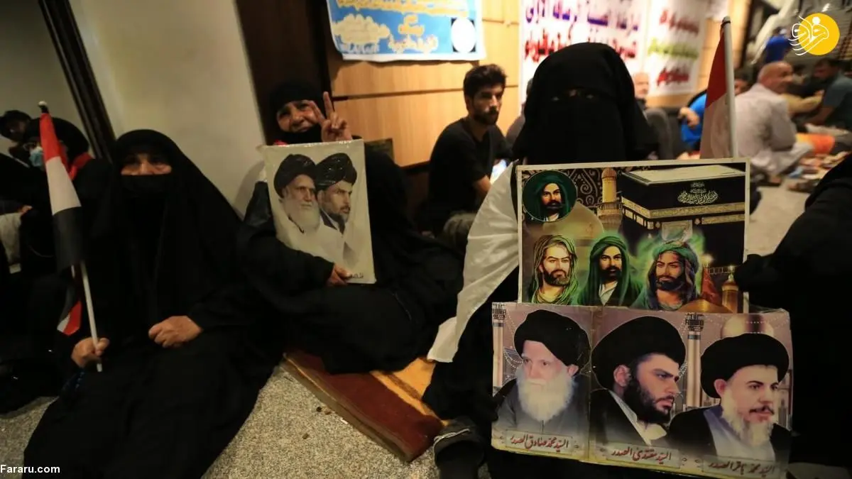 (تصاویر) تحصن حامیان صدر در پارلمان عراق همچنان ادامه دارد