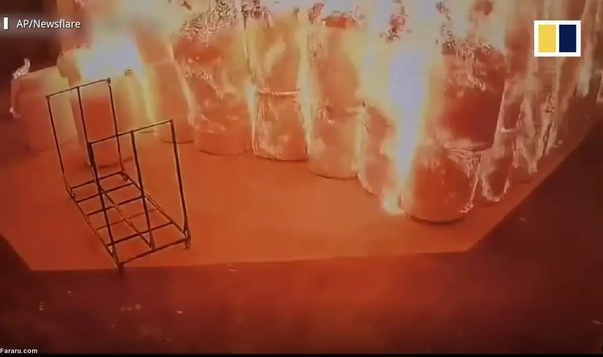 (ویدئو) جهنمی که کارگر در کارخانه فوم به پا کرد