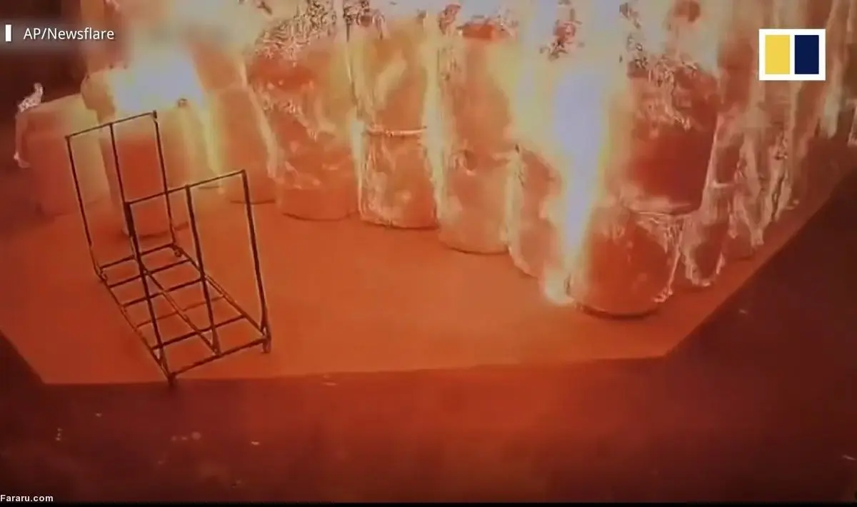 (ویدئو) جهنمی که کارگر در کارخانه فوم به پا کرد