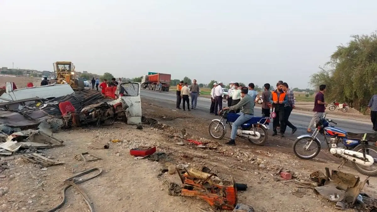 (ویدئو) تصاویر دلخراش از تصادف مرگبار در جاده شوشتر