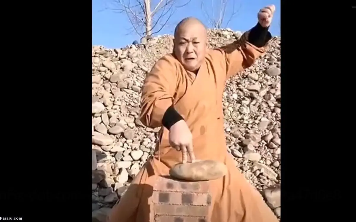 (ویدئو) مردی که با دست‌های خود سنگ می‌شکند!