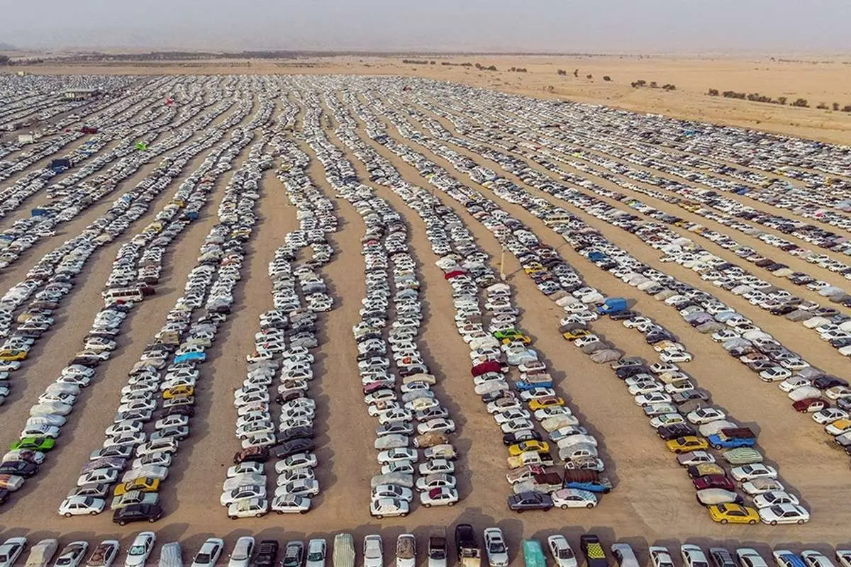 تصاویر هوایی از وضعیت پارکینگ مرز مهران