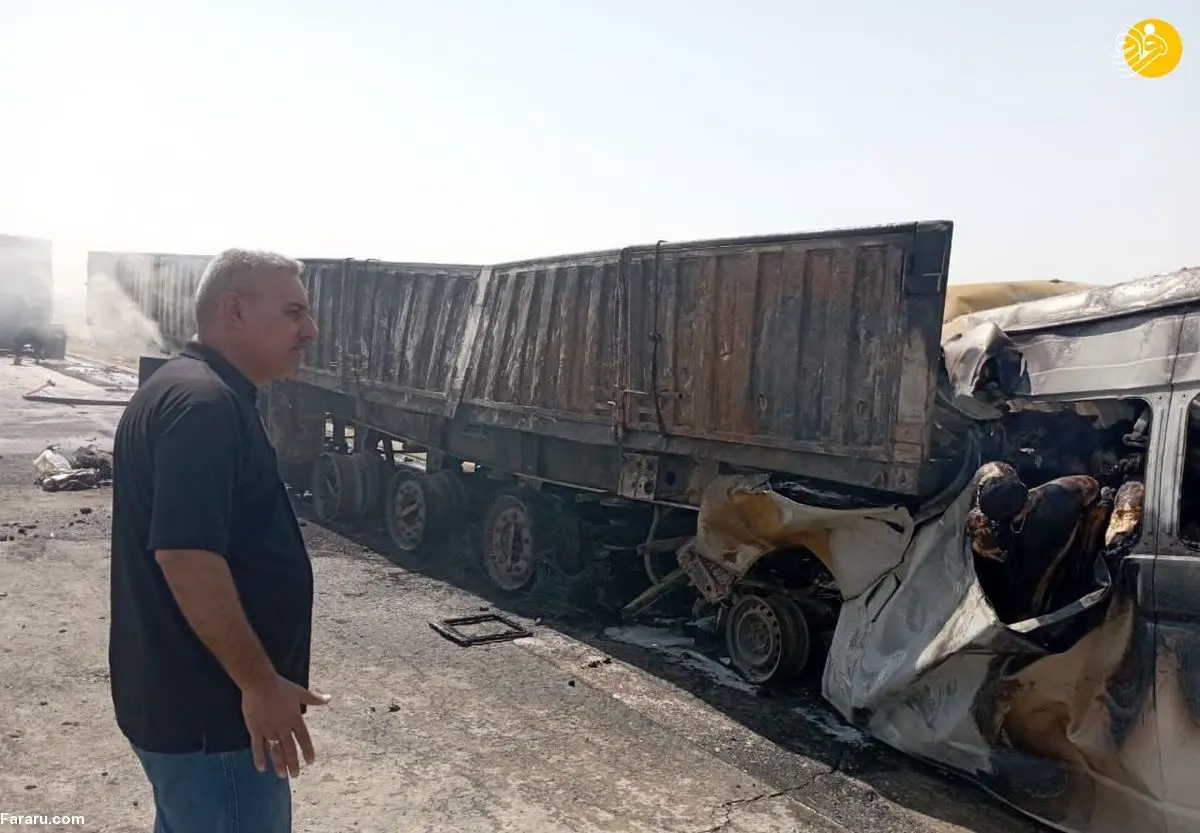 (ویدئو) انفجار مرگبار خودرو زائران ایرانی در پمپ‌ بنزینی در بابل عراق