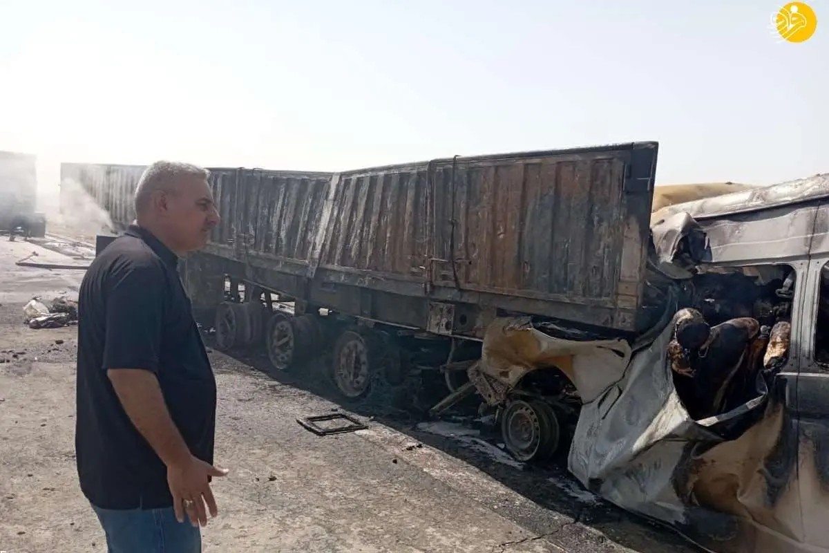 (ویدئو) انفجار مرگبار خودرو زائران ایرانی در پمپ بنزینی در بابل عراق
