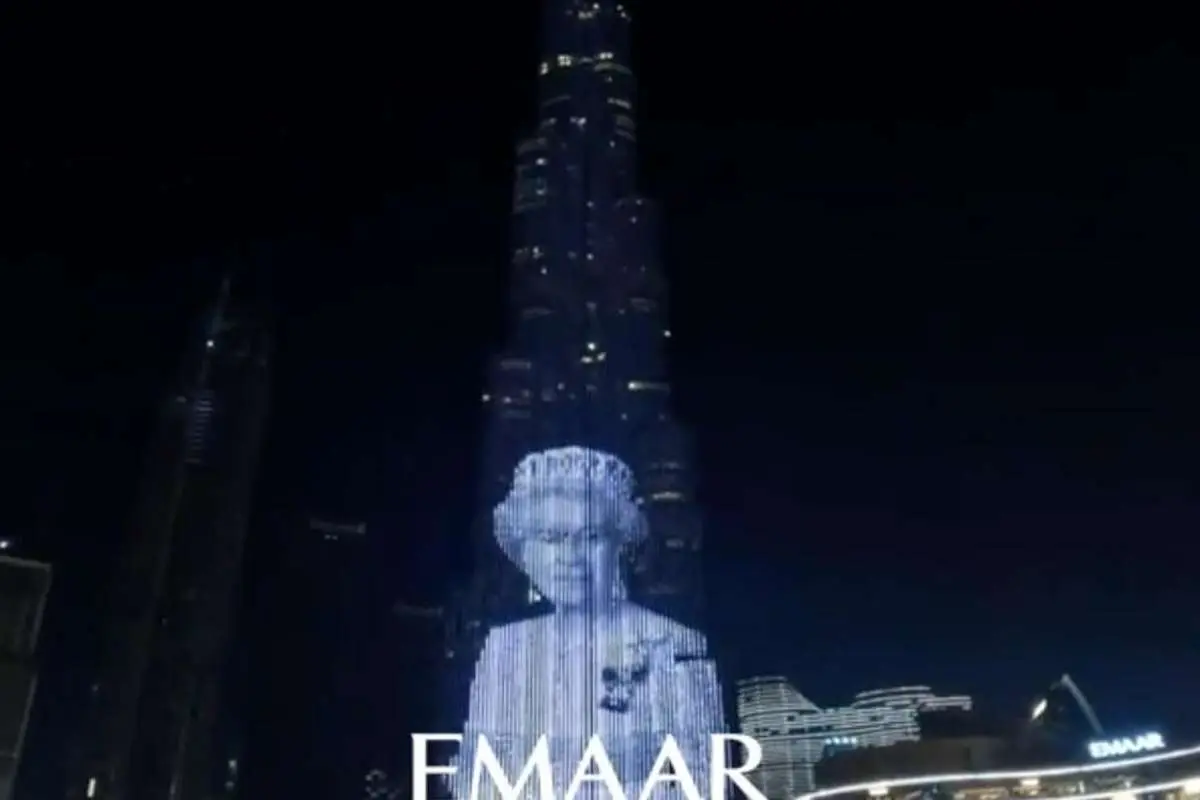 (ویدئو) تصویر ملکه انگلیس بر برج خلیفه دبی