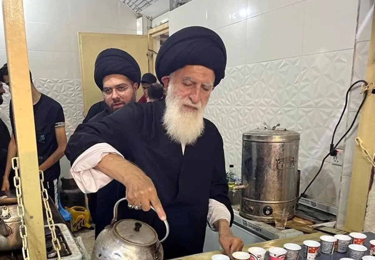 (ویدئو) پذیرایی آیت الله علوی بروجردی از زائرین اربعین