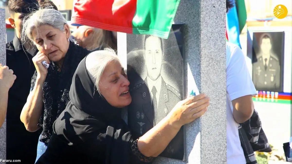 (تصاویر) آذربایجانی‌ها بر سر مزار قربانیان جنگ قره‌باغ