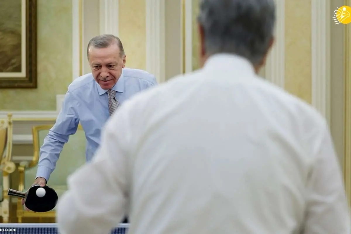 (تصاویر) اردوغان با رئیس جمهور قزاقستان پینگ پنگ بازی کرد