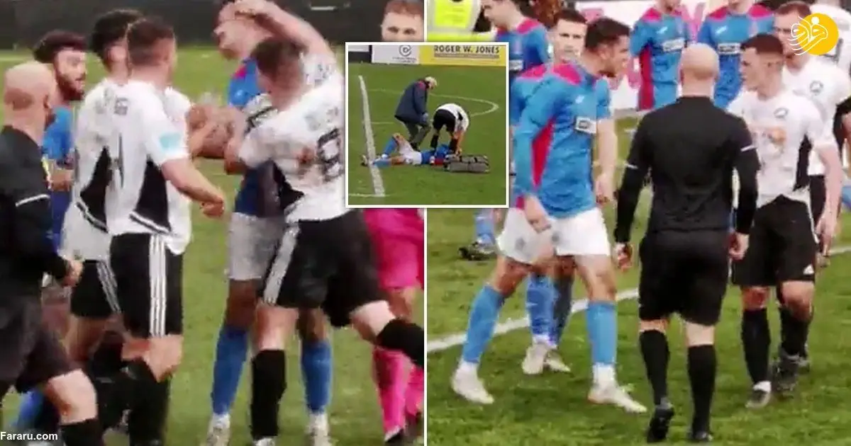 (ویدئو) زد و خورد شدید در فوتبال ولز با ۷ اخراجی!
