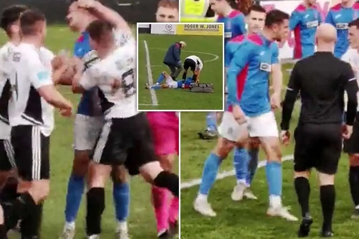 (ویدئو) زد و خورد شدید در فوتبال ولز با ۷ اخراجی!