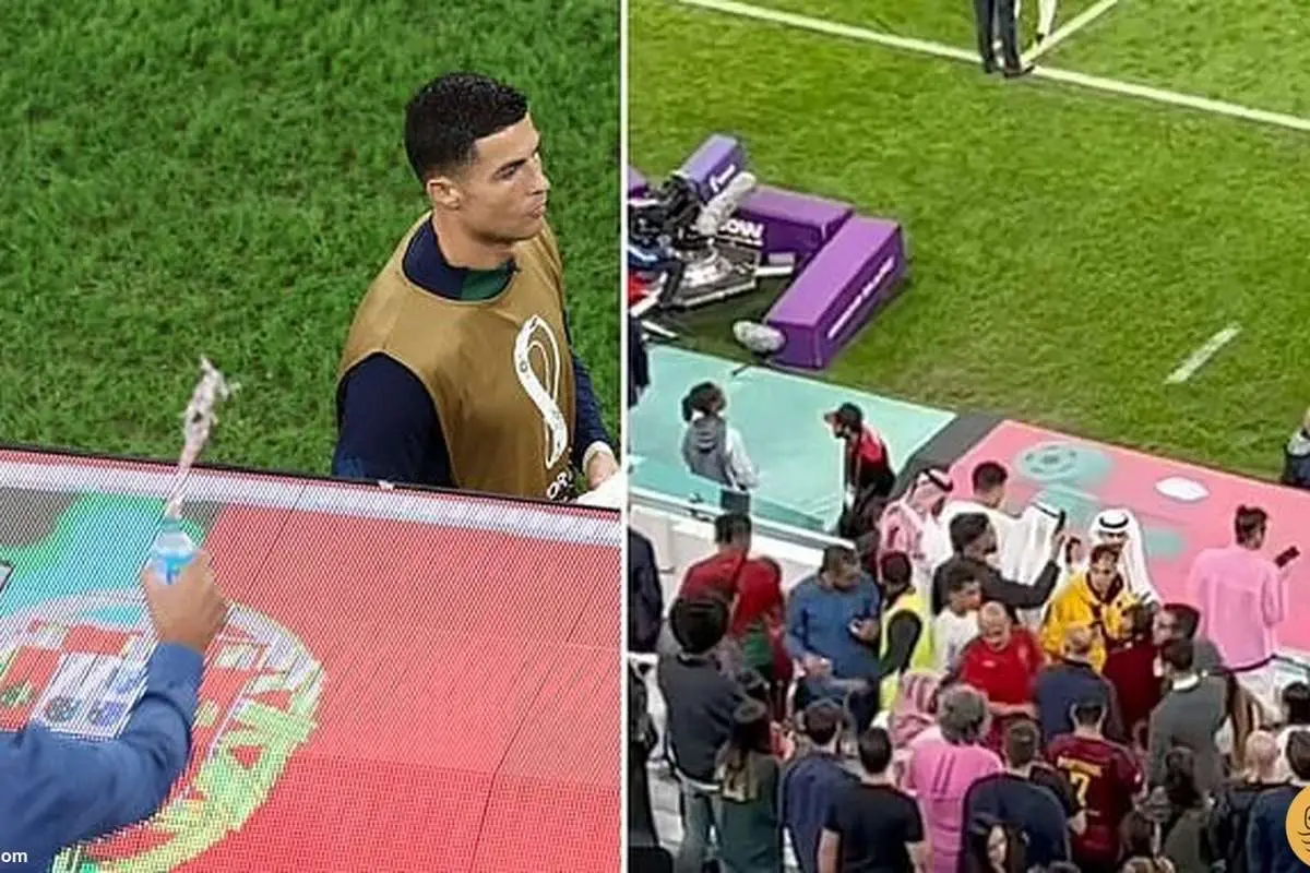 اخراج هوادار از استادیوم به دلیل آب ریختن روی رونالدو!