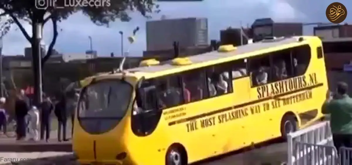 (ویدئو) لحظه حیرت‌انگیز قایق شدن یک اتوبوس شهری!