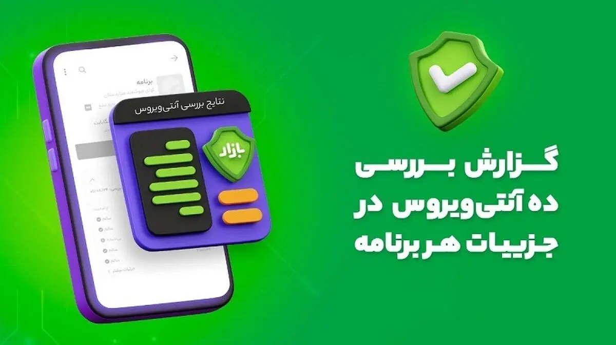 نتایج بررسی هر برنامه‌ توسط ده آنتی‌ویروس معتبر به کاربران بازار اعلام می‌شود