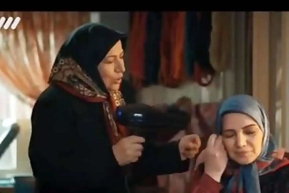 (ویدئو) سشوار کشیدن از روی روسری در شبکه سه صداوسیما