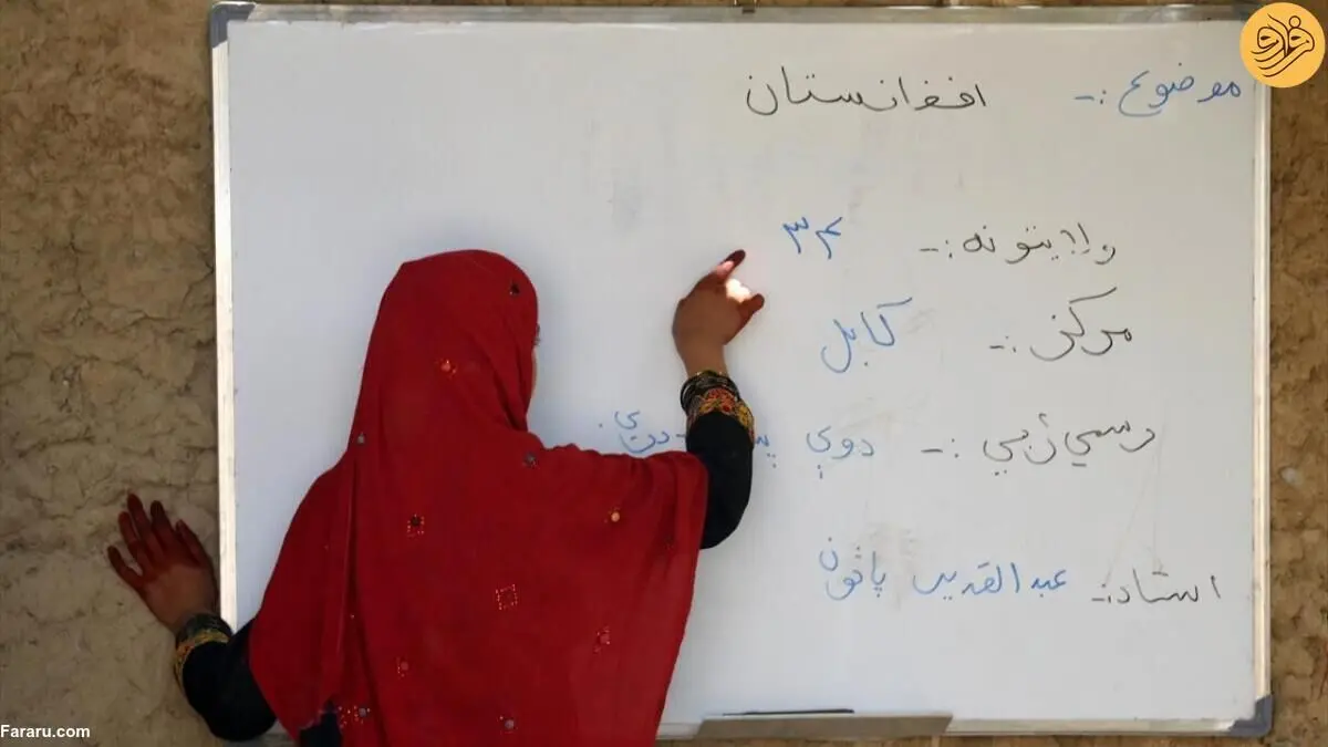 (تصاویر) آموزش خواندن و نوشتن به کودکان یک روستا توسط جوان افغان