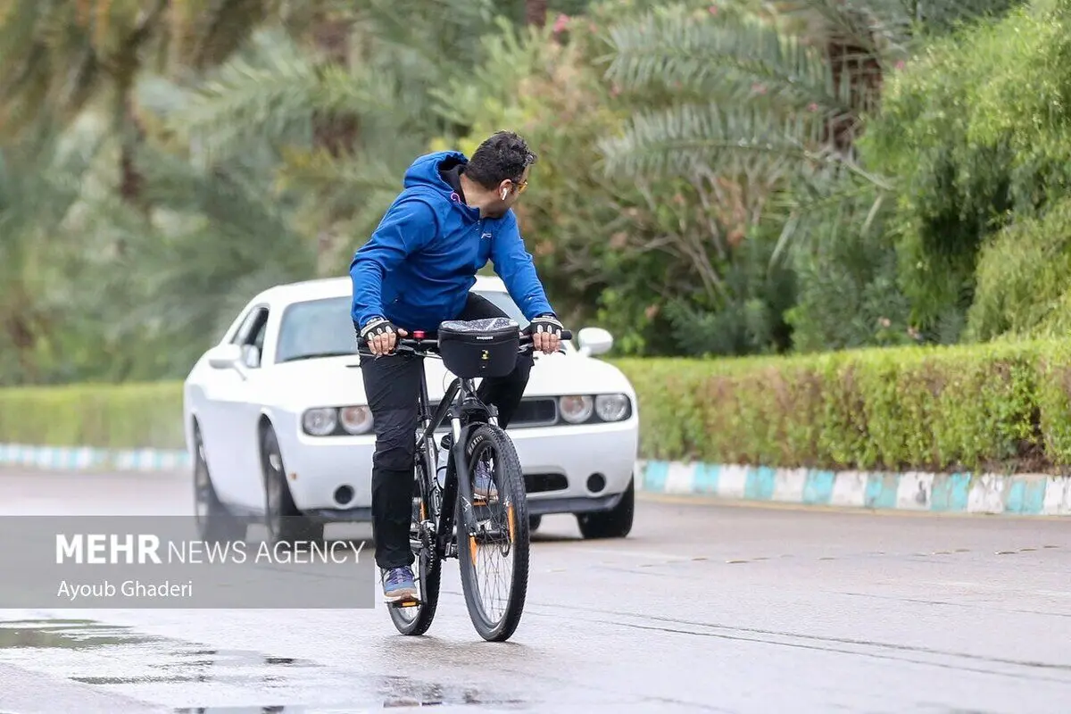 (تصاویر) اولین باران زمستانی و طراوت بهاری کیش