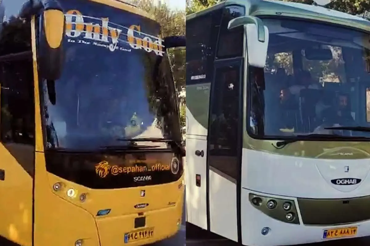 (ویدیو) ورود اتوبوس استقلال و سپاهان به ورزشگاه نقش جهان