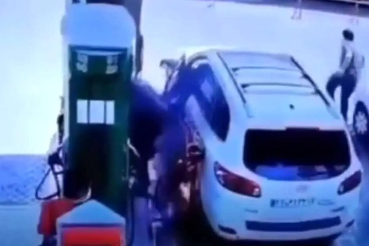 (ویدئو) آتشگرفتن وحشتناک سانتافه در پمپ بنزین