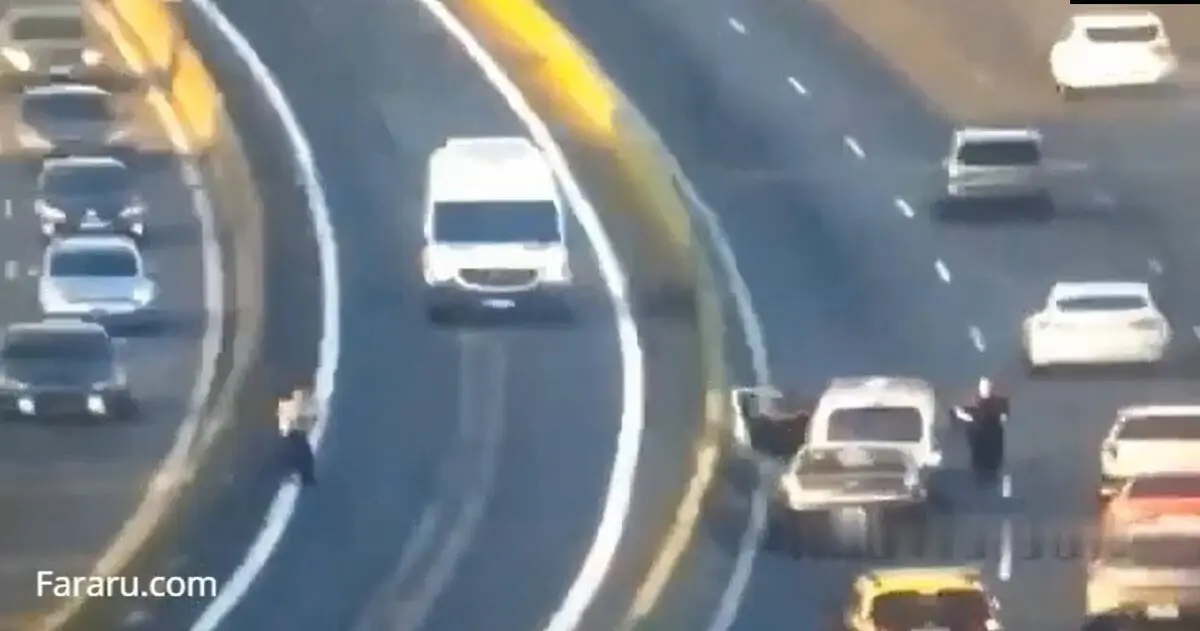 (ویدئو) مرگ دلخراش یک زوج درحال دعوا در بزرگراه!