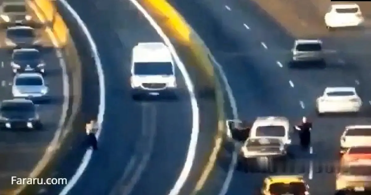 (ویدئو) مرگ دلخراش یک زوج درحال دعوا در بزرگراه!