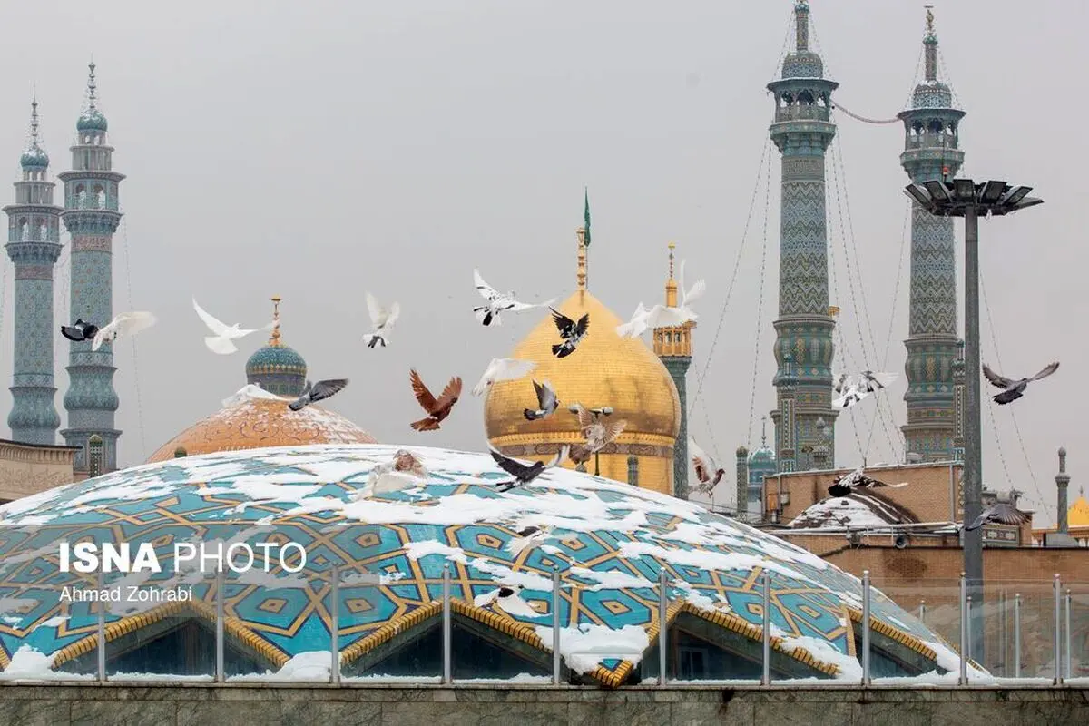 (تصاویر) سفیدپوش شدن قم با برف زمستانی