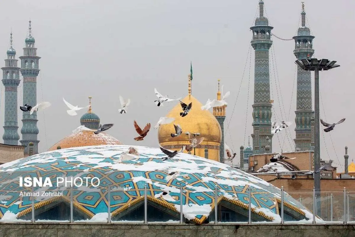 (تصاویر) سفیدپوش شدن قم با برف زمستانی