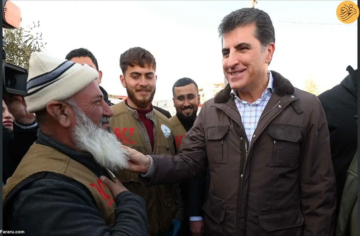 (تصاویر) بازدید نچیروان بارزانی از منطقه زلزله‌زده غازی‌عینتاب