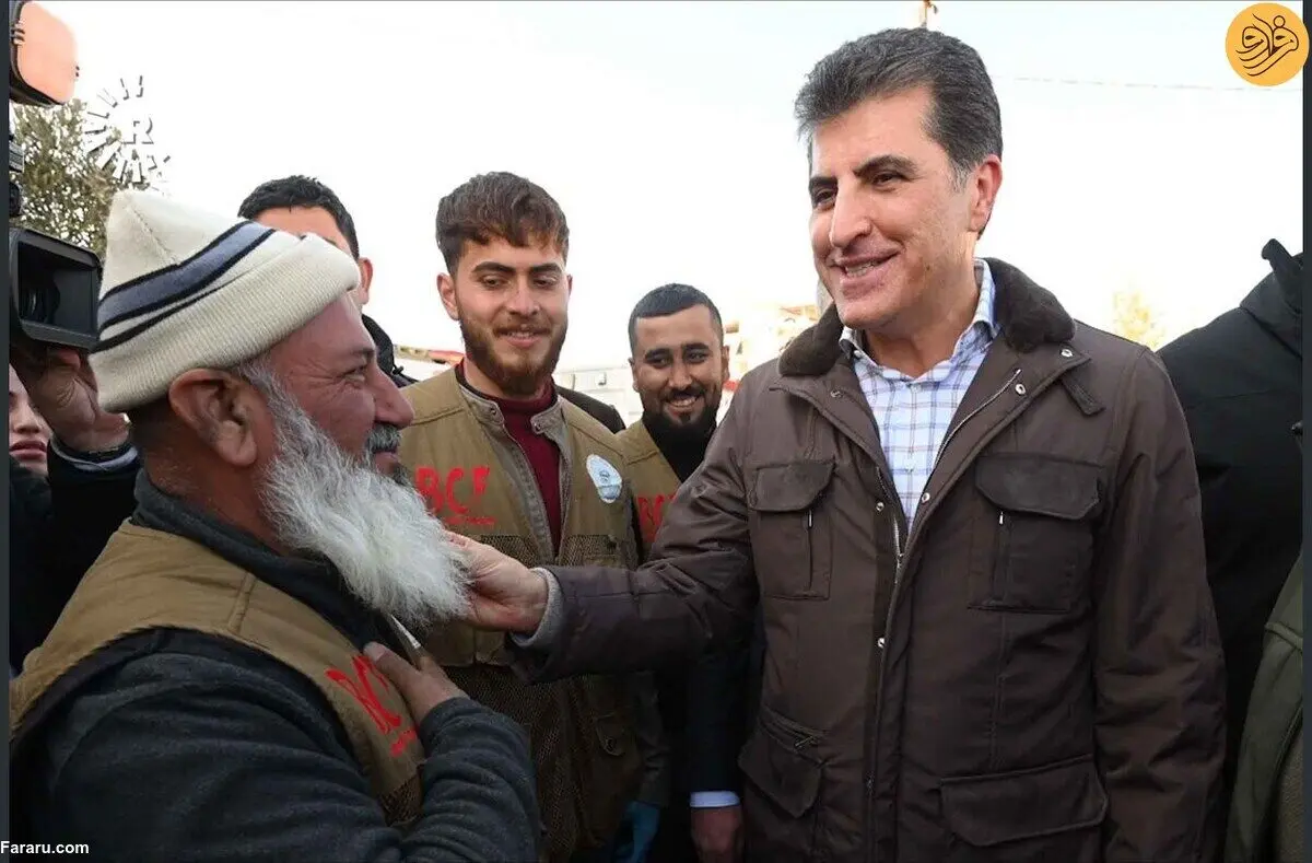 (تصاویر) بازدید نچیروان بارزانی از منطقه زلزله‌زده غازی‌عینتاب