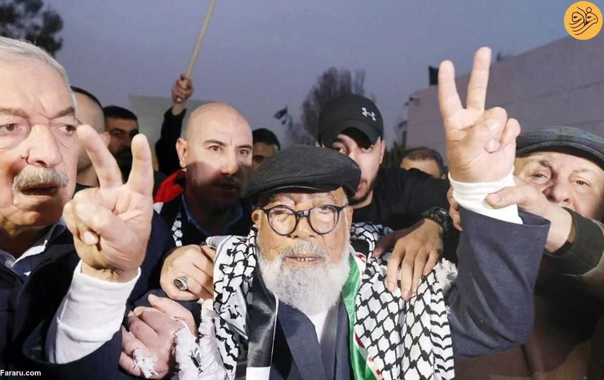 (ویدئو) پیرترین اسیر فلسطینی آزاد شد