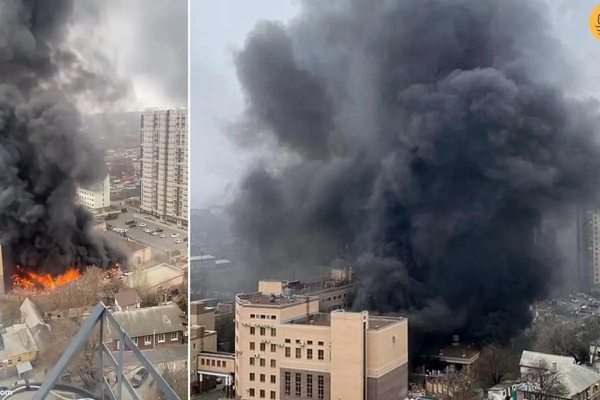 (ویدئو) آتش سوزی مهیب در ساختمان سرویس امنیت فدرال روسیه