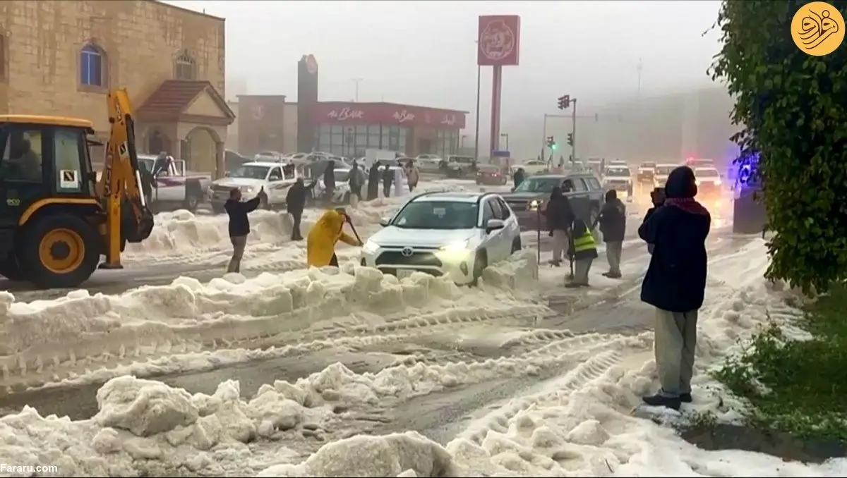 (ویدئو) برف سنگین در عربستان