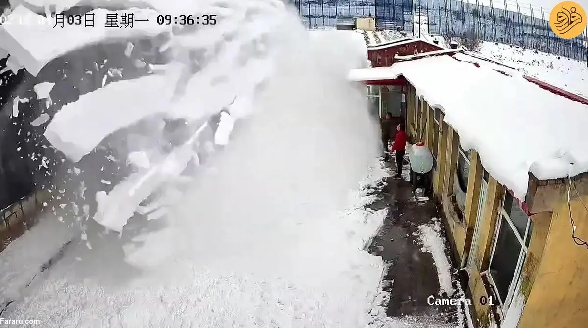 (ویدئو) خوش شانسی دو مرد از دفن شدن زیر برف