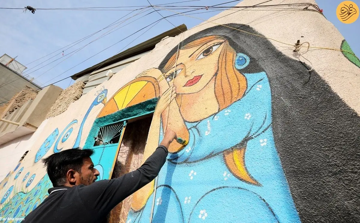 (ویدئو) خلق نقاشی دیواری در کاظمین برای جذب گردشگران