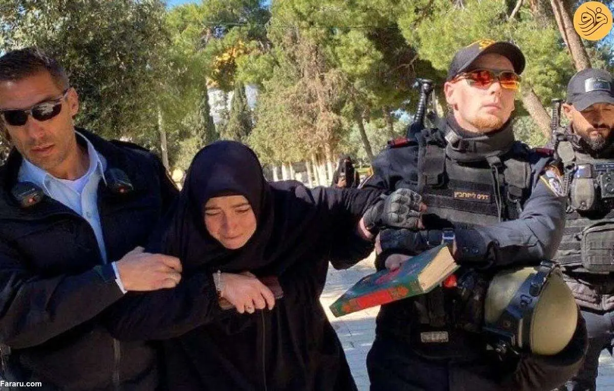 (ویدئو) لحظه بازداشت یک زن ترک در مسجد الاقصی