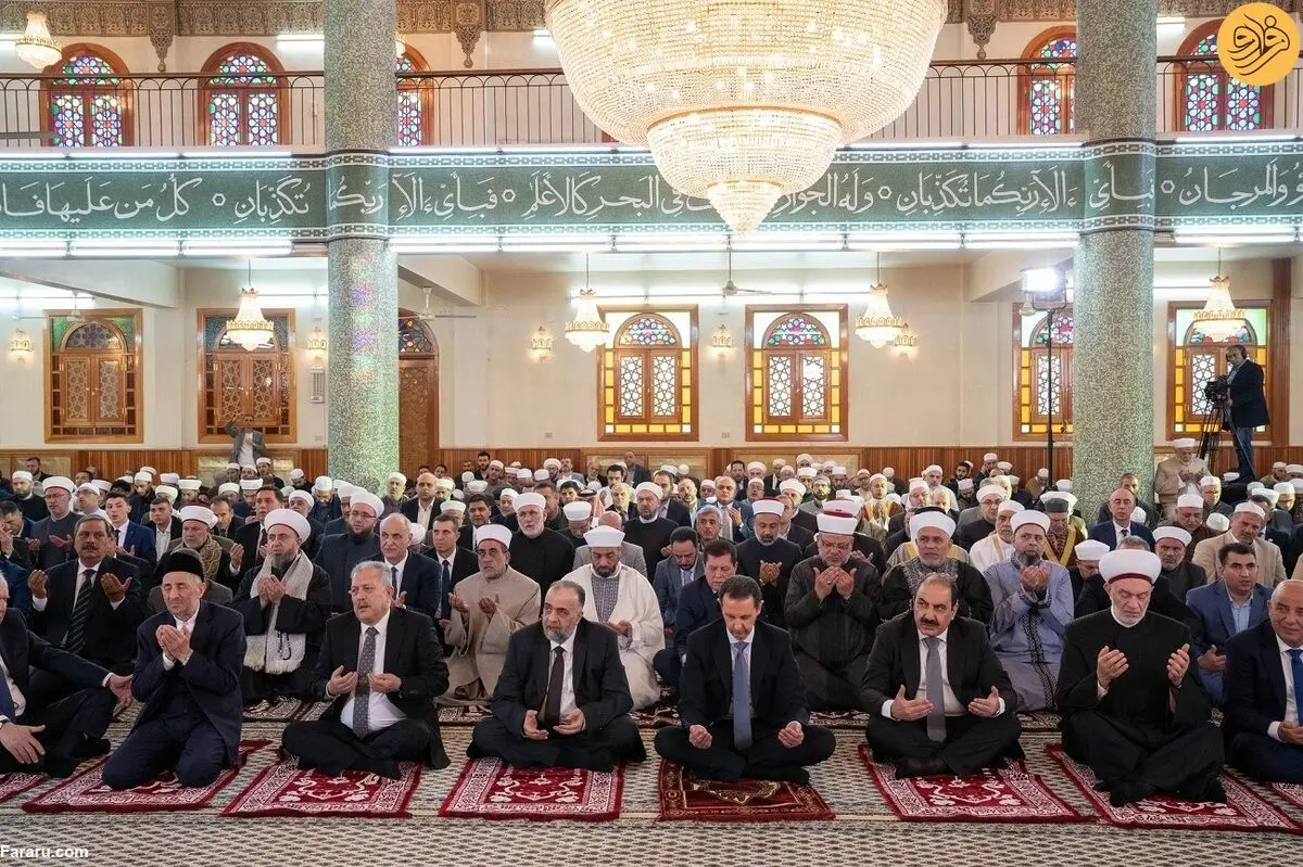 (تصاویر) بشار اسد در نماز عید فطر