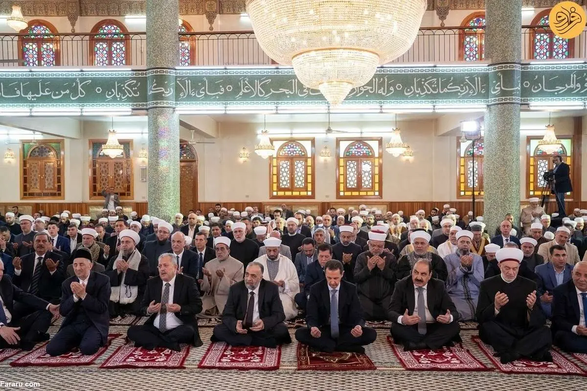 (تصاویر) بشار اسد در نماز عید فطر