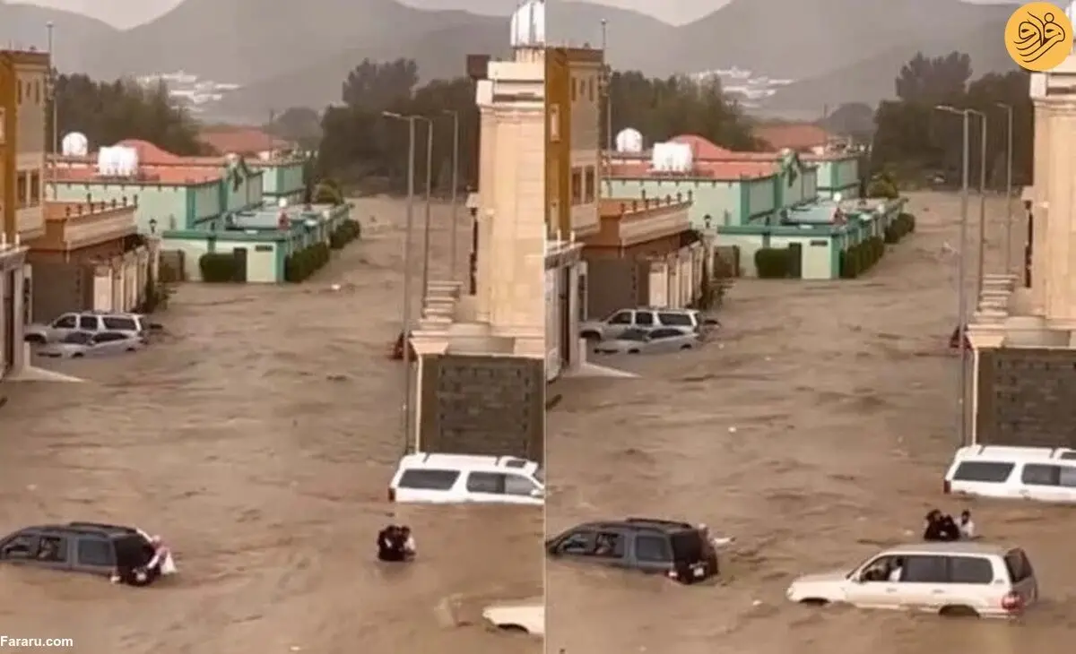 (ویدئو) سیل شدید در طائف عربستان