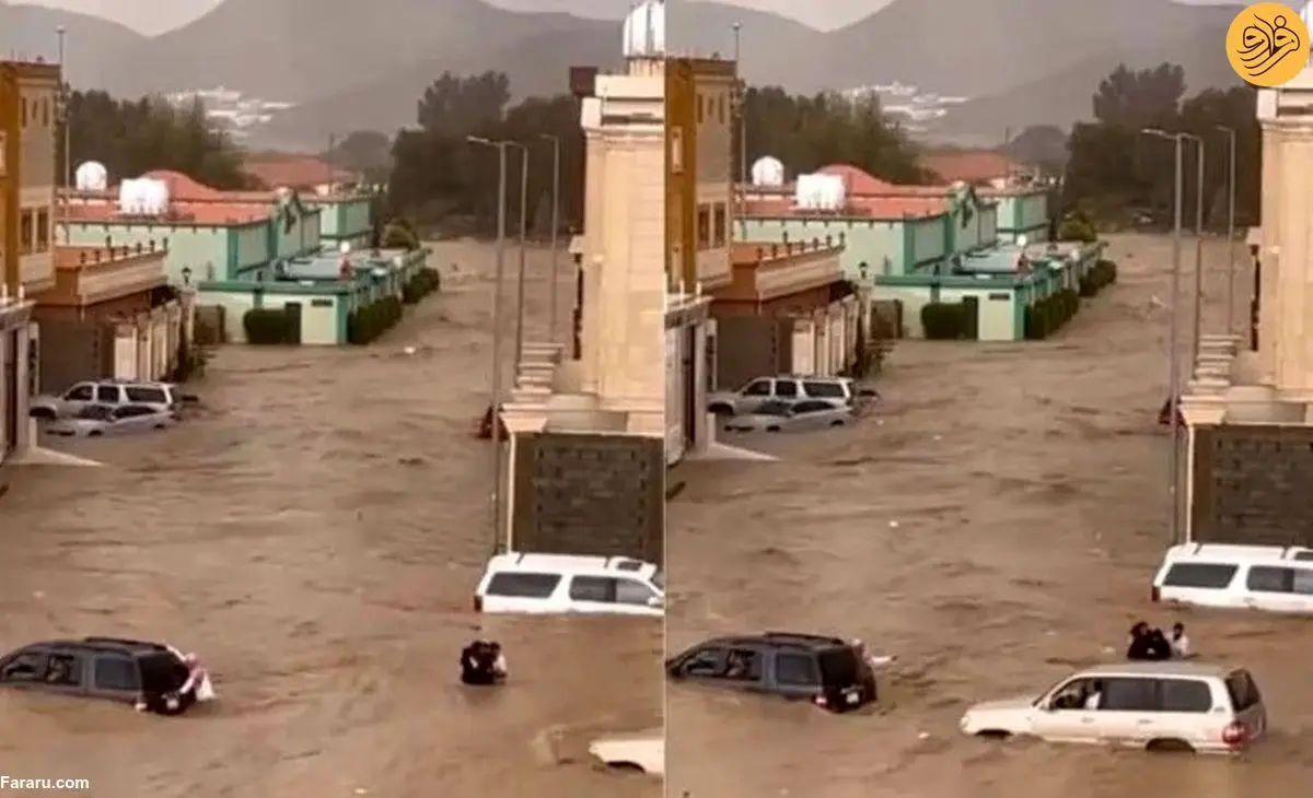 (ویدئو) سیل شدید در طائف عربستان