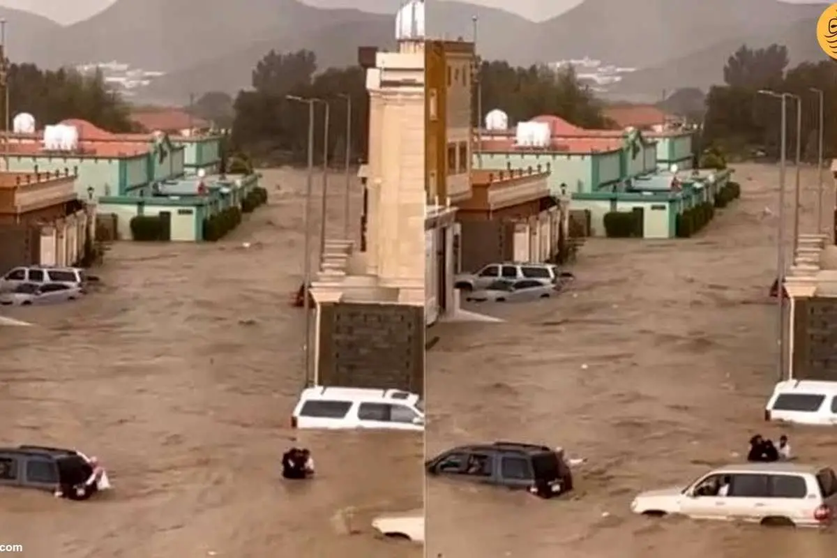 (ویدئو) سیل شدید در طائف عربستان