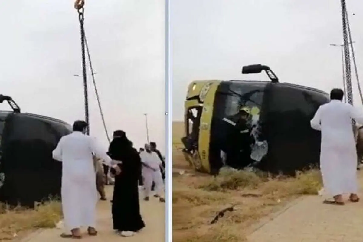 (ویدئو) حادثه مرگبار برای اتوبوس دانشجویان دختر در عربستان