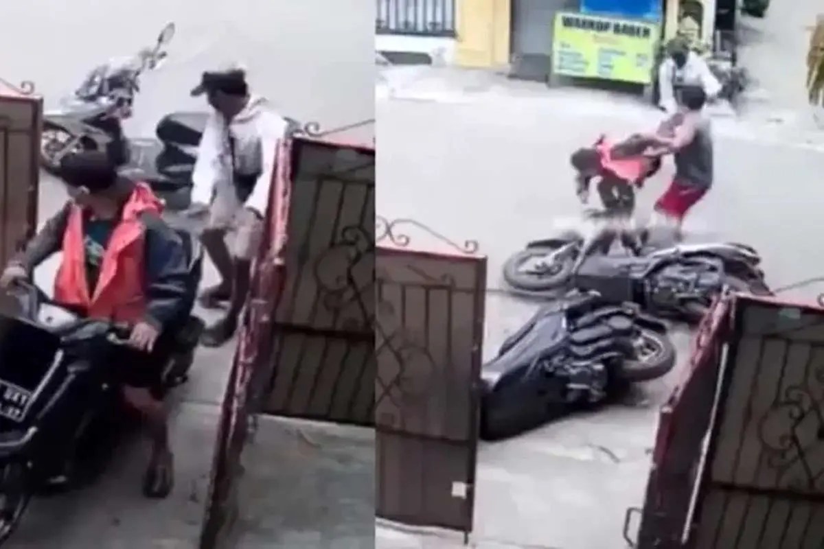 (ویدئو) اتفاق عجیب هنگام سرقت یک موتورسیکلت