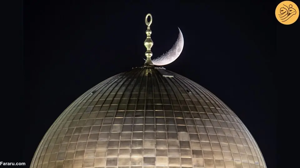 (عکس) هلال ماه و مسجد الاقصی در یک قاب