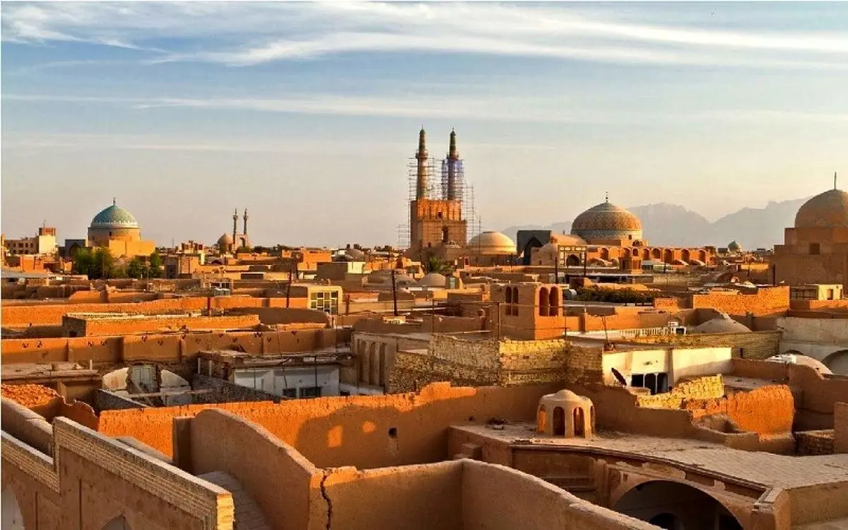 تصویر غروب زیبای یزد از نمایی دیدنی