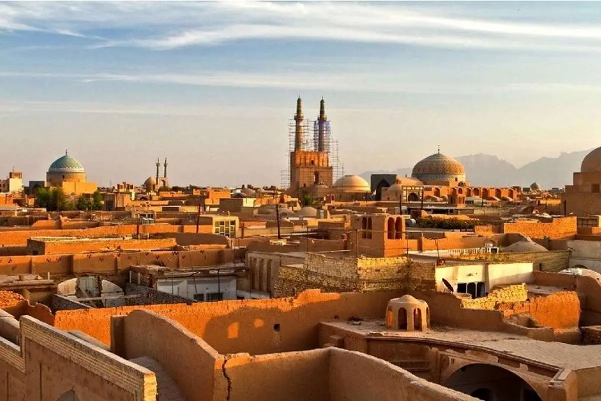 تصویر غروب زیبای یزد از نمایی دیدنی