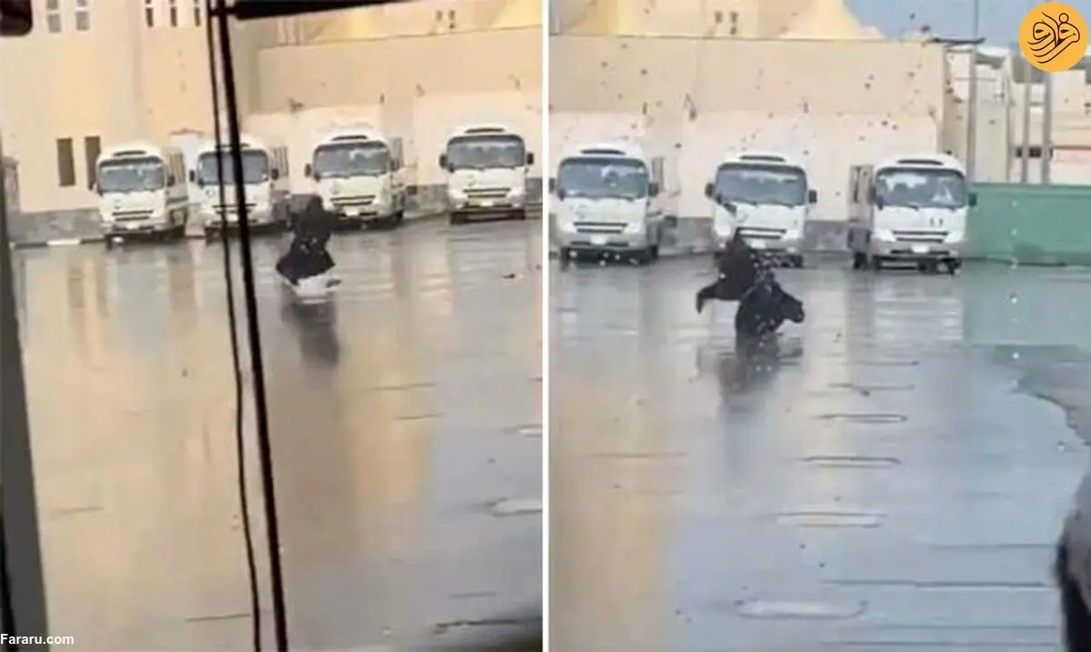 (ویدئو) خوشحالی عجیب دختر عربستانی از بارش باران